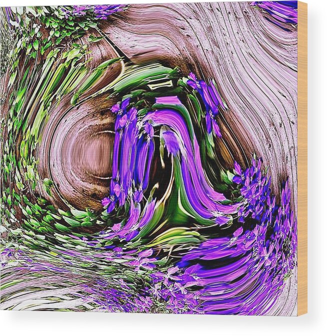 Abstract Wood Print featuring the photograph Clematis on a Fence by Patricia Greer