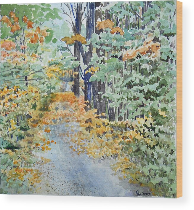 Fall Wood Print featuring the painting Fall by Christine Lathrop