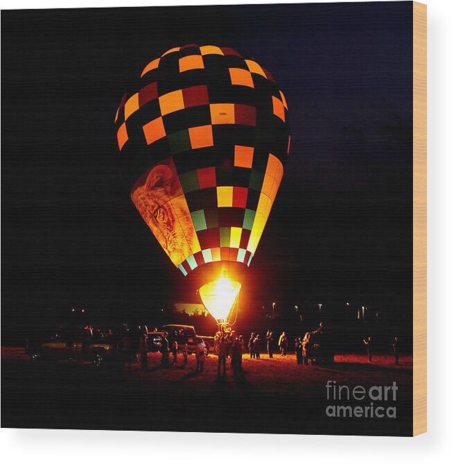 Balloon Wood Print featuring the photograph Gathering For Night Glow by Robert Frederick