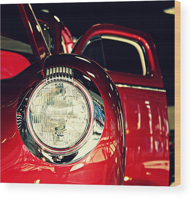 Kustom Wood Print featuring the photograph Kustom Red Coupe by Steve Natale