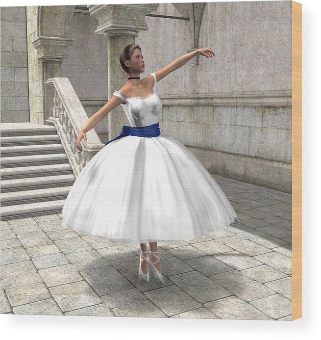 Ballet Wood Print featuring the digital art Lone Ballet Dancer by Jayne Wilson