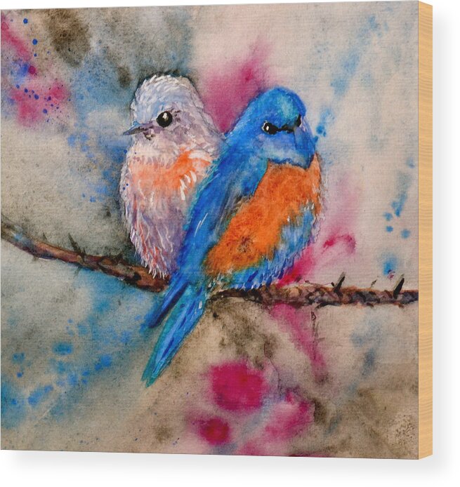 Bluebird Wood Print featuring the painting Maybe She's A Bluebird by Beverley Harper Tinsley