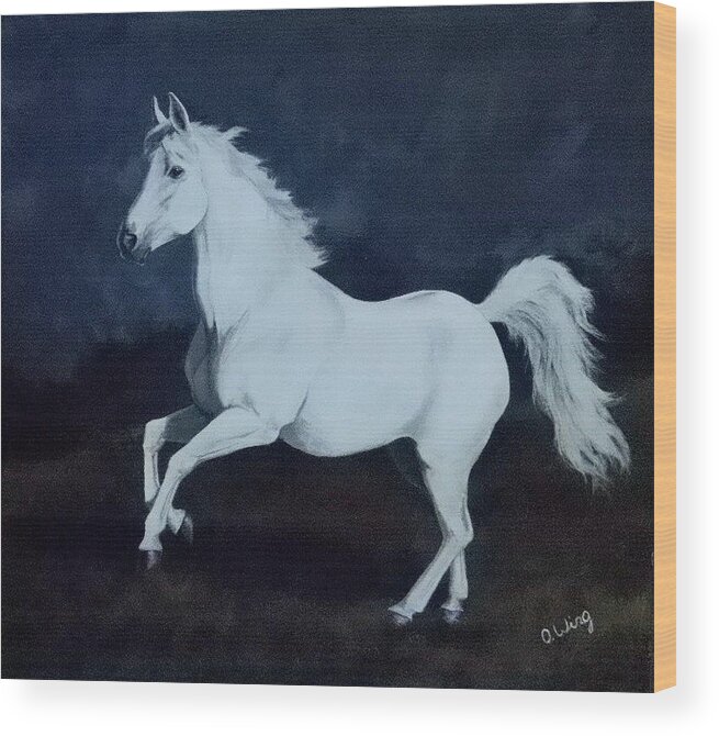 Horse Wood Print featuring the painting Midnight Dancer by Olga Wing