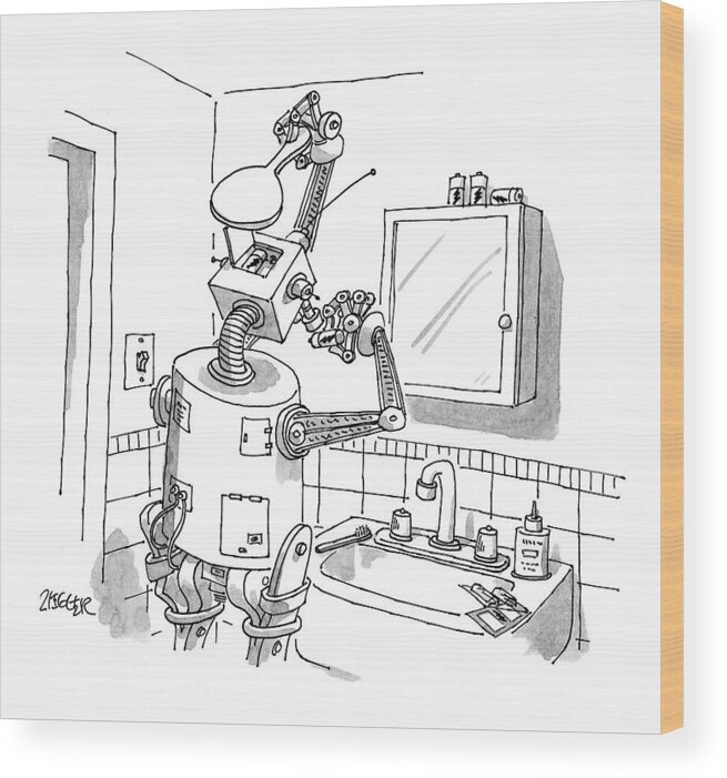Technology Wood Print featuring the drawing New Yorker October 26th, 1998 by Jack Ziegler