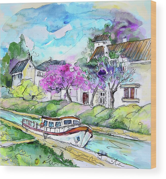 Travel Wood Print featuring the painting Ouzouer sur Trezee in France 01 by Miki De Goodaboom
