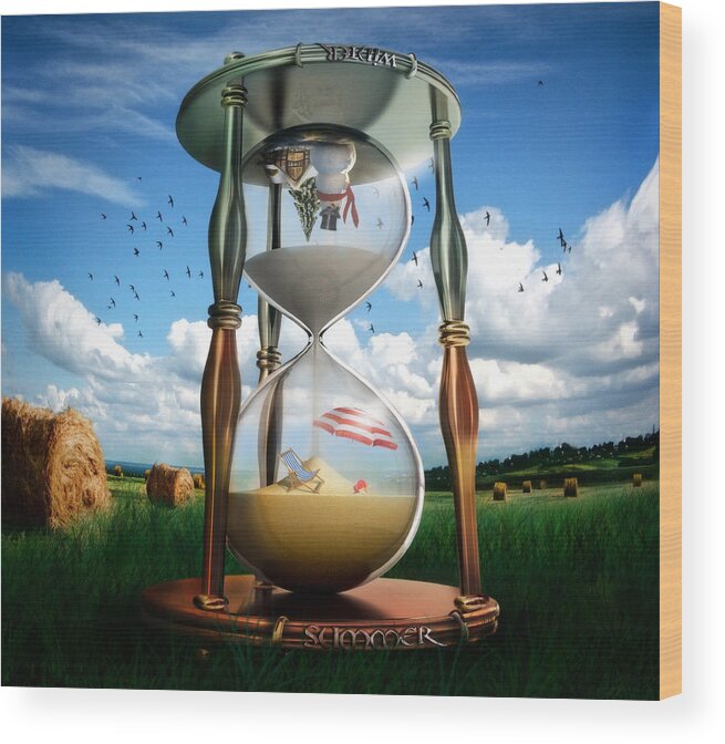 Hourglass Wood Print featuring the digital art Parallel and Complementary by Alessandro Della Pietra