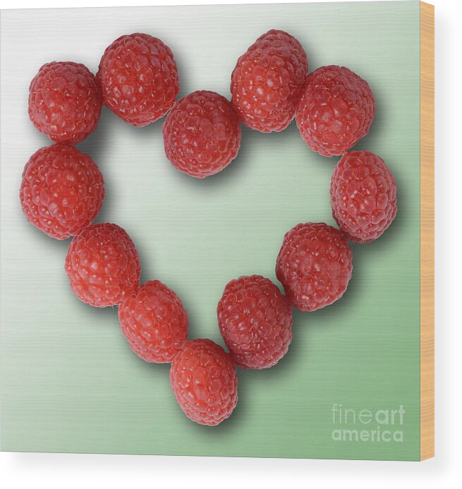 Fresh Wood Print featuring the photograph Raspberries, Heart-healthy Fruit by Gwen Shockey