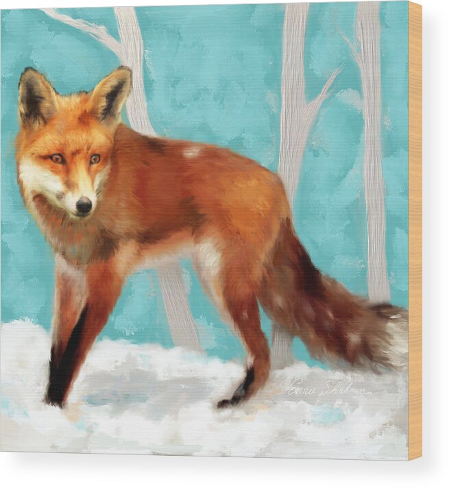 Fox Wood Print featuring the painting Red Fox by Portraits By NC