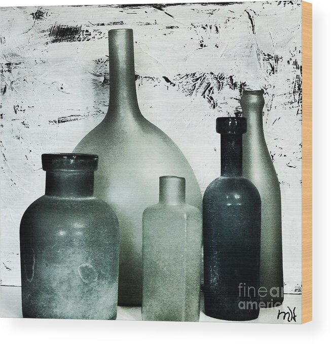 Photo Wood Print featuring the photograph Silver and Onyx Bottles by Marsha Heiken