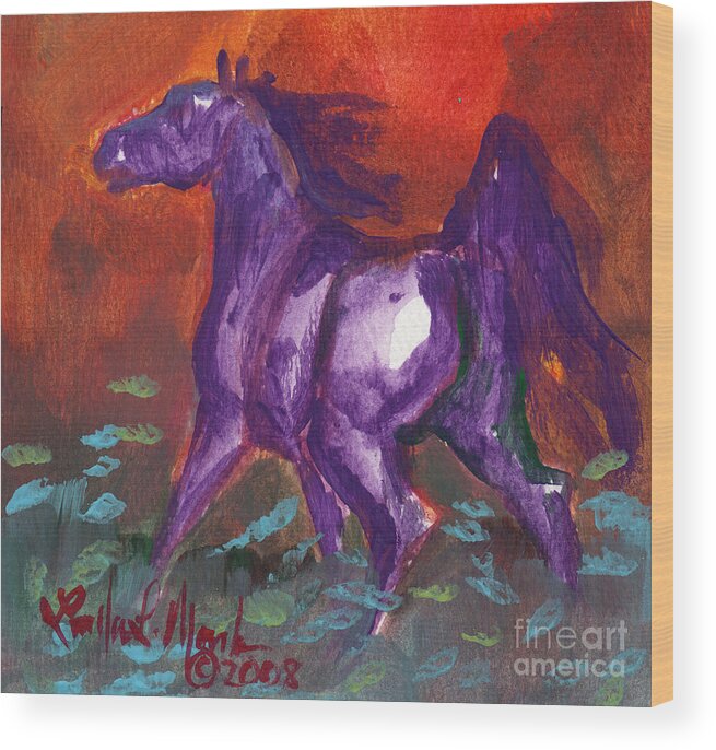 Horse Wood Print featuring the painting StoneFlur Cool Fire by Linda L Martin