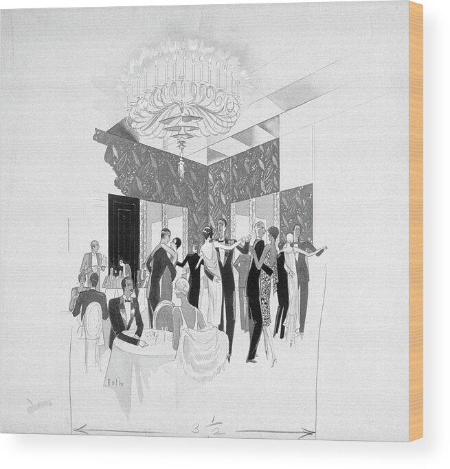 Party Wood Print featuring the digital art The Silver Room Of The Casino In Central Park by William Bolin