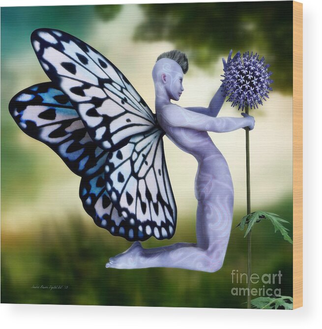 Thistle Wood Print featuring the digital art Thistle Fairy by Sandra Bauser