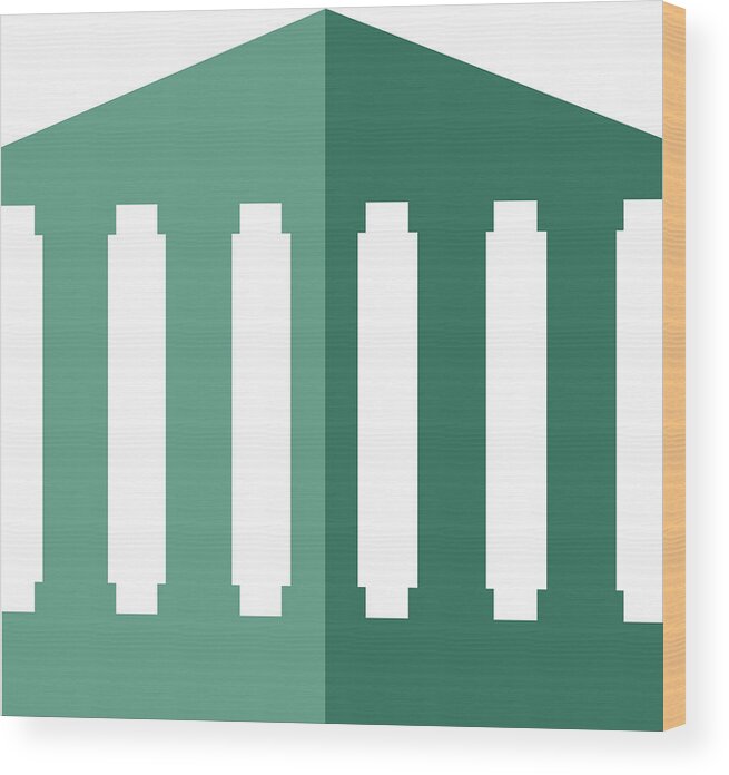 Financial Building Wood Print featuring the drawing Two Color Government Building Icon by RobinOlimb
