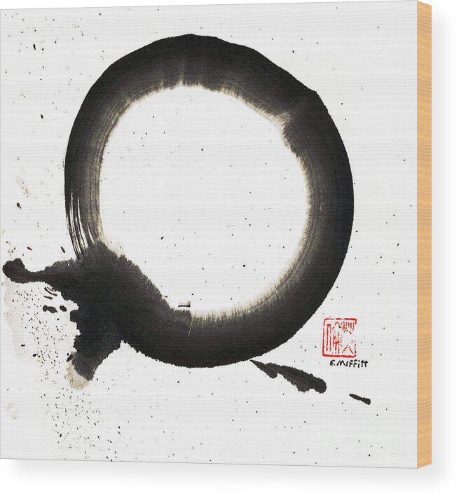 Enso Wood Print featuring the painting Union Enso by Ellen Miffitt