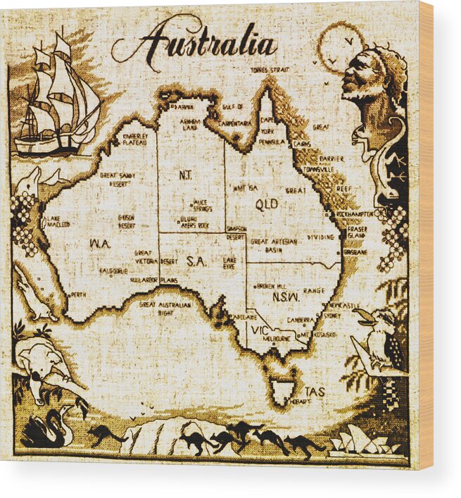 Art Art Prints Vintage Map Of Australia Australi Vintage Australia Map Australia Map Print