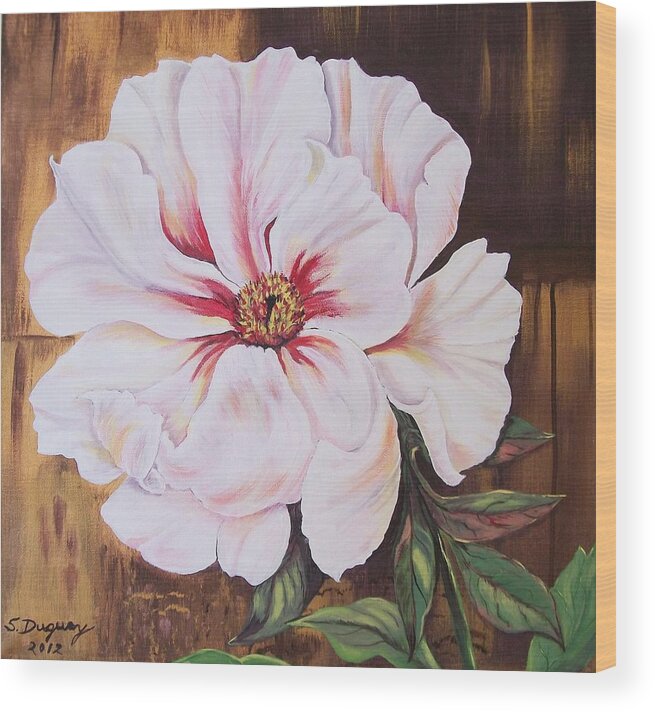 Flower Wood Print featuring the painting White Beauty by Sharon Duguay