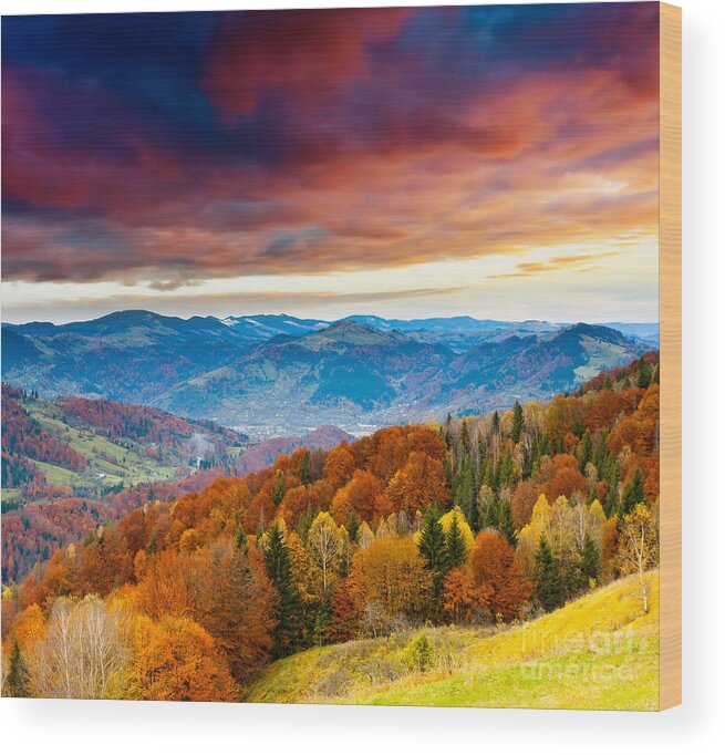 Majestic Wood Print featuring the photograph Winter Mountains Landscape by Boon Mee