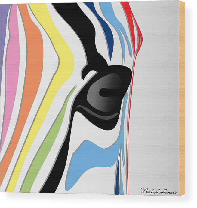 Zebra Wood Print featuring the digital art Zebra 1 by Mark Ashkenazi