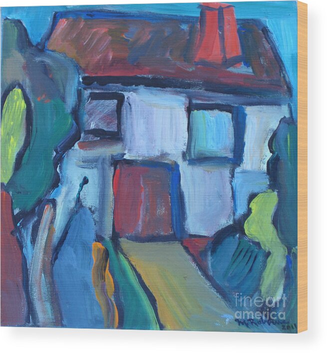 House Wood Print featuring the painting Abstract House by Marlene Robbins