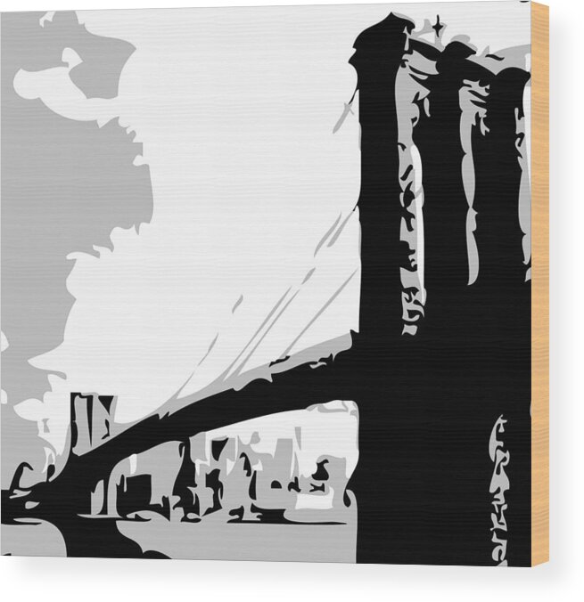 Brooklyn Bridge Wood Print featuring the photograph Brooklyn Bridge BW by Scott Kelley