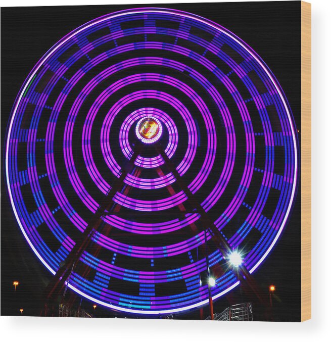 Fine Art Photography Wood Print featuring the photograph Ferris Wheel Blue by David Lee Thompson