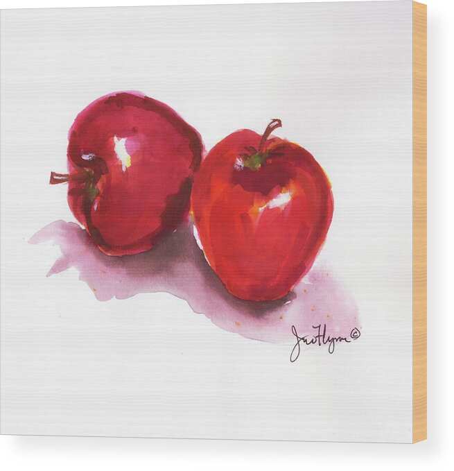 Apples Wood Print featuring the painting Red Apples by James Flynn