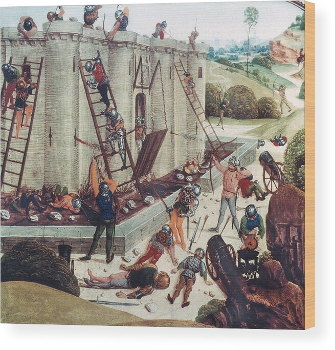 15th Century Wood Print featuring the photograph Storming Of Castle by Granger