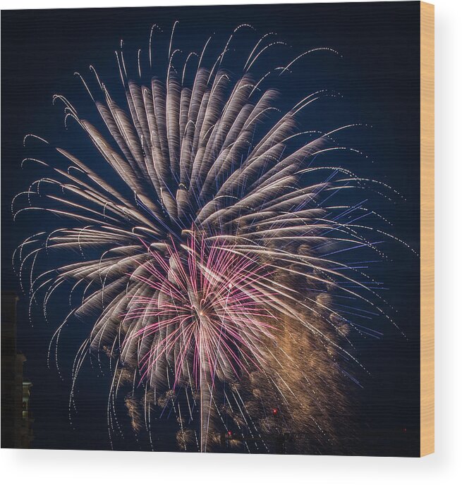 Fireworks Wood Print featuring the photograph Fireworks 2015 Sarasota 36 by Richard Goldman