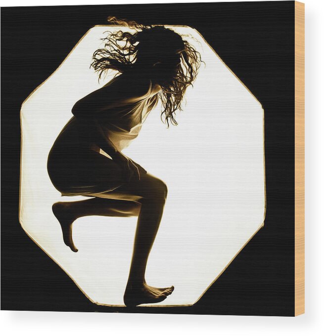 Jumping Woman Wood Print featuring the photograph Leaping #1 by Scott Sawyer