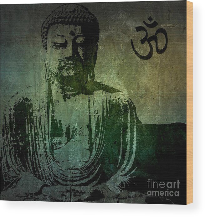 Buddha Wood Print featuring the painting Buddha #2 by Michael Grubb