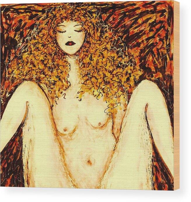 Femme Nue Wood Print featuring the painting Afternoon Nap by Natalie Holland