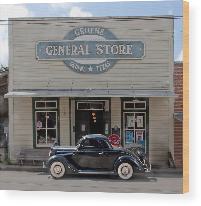 Gruene Wood Print featuring the photograph Antique Car At Gruene General Store by Brian Kinney