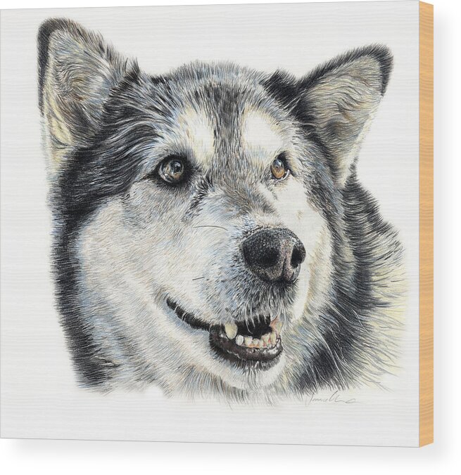Husky Wood Print featuring the drawing Aztec by Joanne Stevens