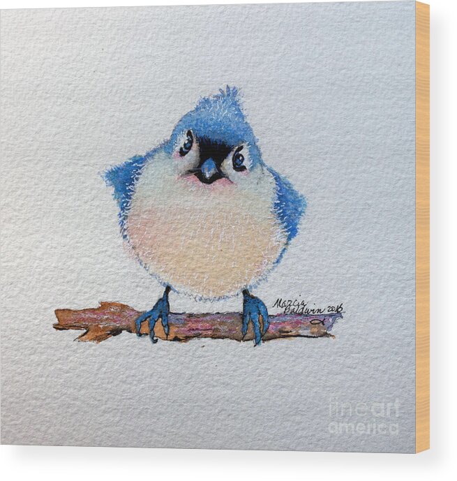 Bird Wood Print featuring the painting Baby Bluebird by Marcia Baldwin