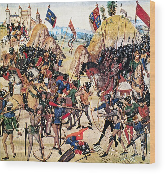 1346 Wood Print featuring the photograph Battle Of Crecy, 1346 by Granger