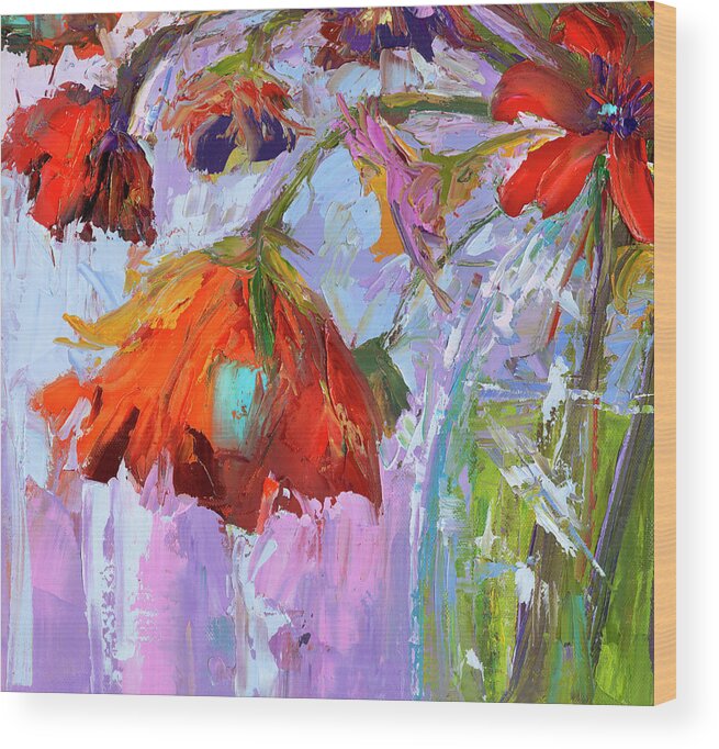 Blossom Dreams In A Vase Wood Print featuring the painting Blossom Dreams in a Vase Oil Painting, Floral Still Life by Patricia Awapara