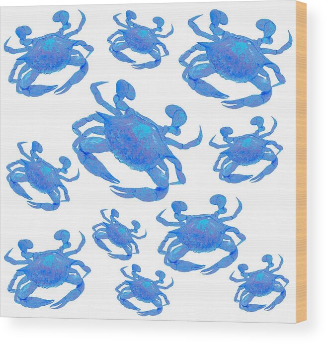 Crabs Wood Print featuring the painting Blue Crabs by Jan Matson