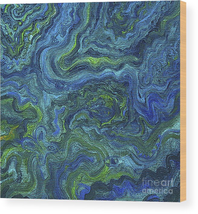 Blue Green Texture Wood Print featuring the painting Blue Green Texture by Shelley Myers