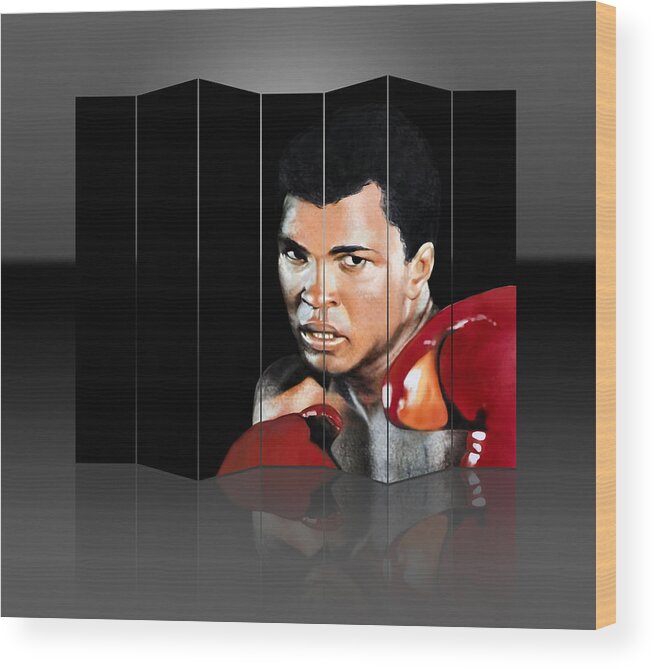 Sports Wood Print featuring the mixed media Boxing Great Muhammad Ali by Marvin Blaine