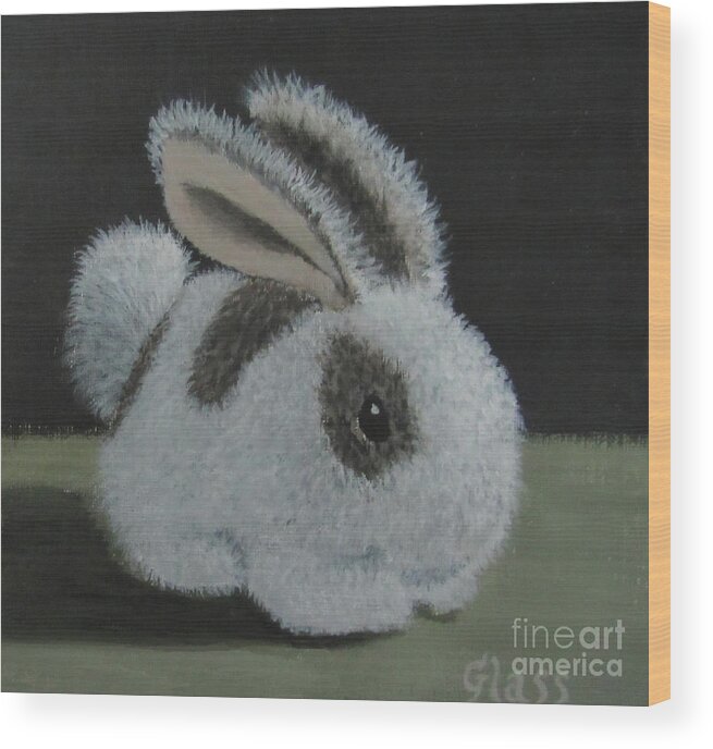 Baby Wood Print featuring the painting Bunny by Tina Glass