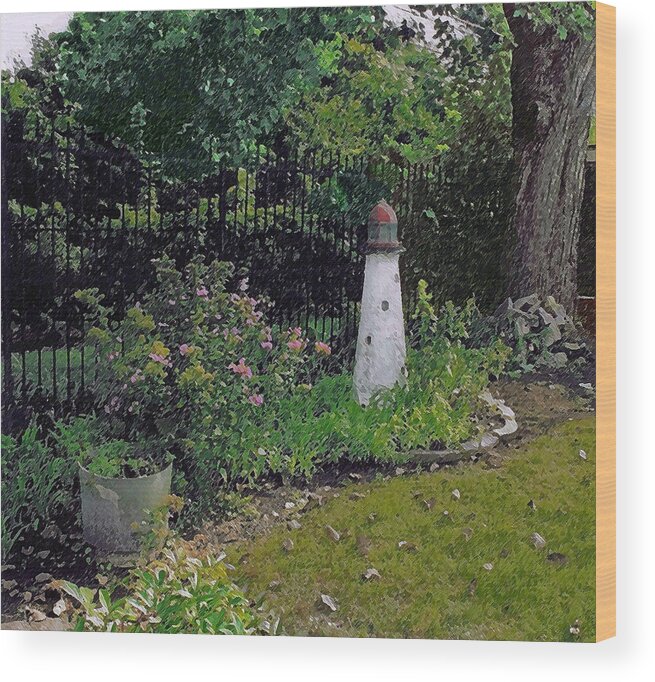 Cedric Hampton Wood Print featuring the photograph Burnside Garden Lighthouse by Cedric Hampton