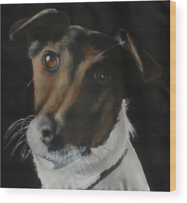 Jack Russell Wood Print featuring the painting Cayenne by Carol Russell