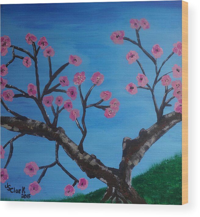 Cherry Blossom Wood Print featuring the painting Cherry Blossoms II by Jimmy Clark