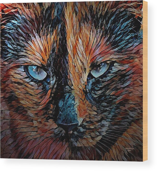 Digital Art Wood Print featuring the digital art Coconut the Feral Cat by Artful Oasis
