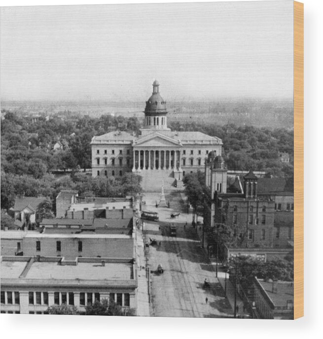 Columbia Wood Print featuring the photograph Columbia South Carolina - State Capitol Building - c 1905 by International Images