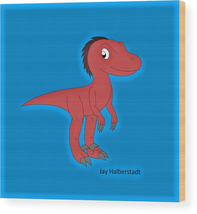 Dinosaur Wood Print featuring the digital art Cory Raptor by Jayson Halberstadt