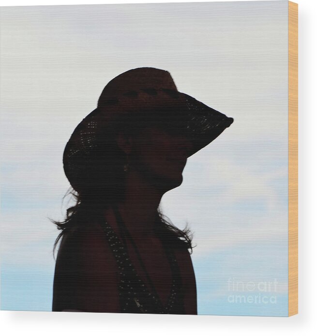 Silhouette Wood Print featuring the photograph Cowgirl in the Sky by Cindy Schneider