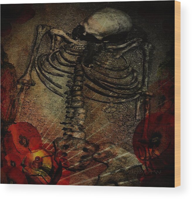 Skeleton Wood Print featuring the digital art Day of the Dead by Delight Worthyn
