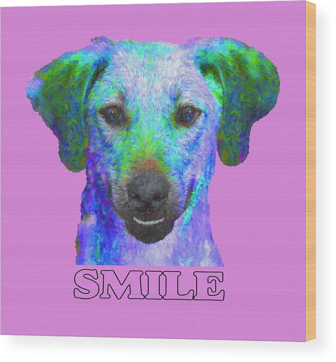Dog Wood Print featuring the photograph Doggy Smile by Mitch Spence