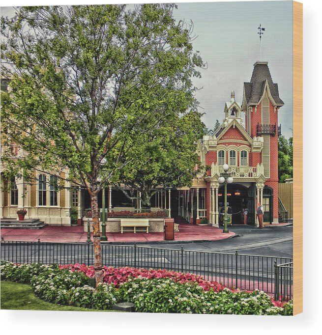 Fire Department Wood Print featuring the photograph Engine Co 71 Walt Disney World Main Street MP by Thomas Woolworth
